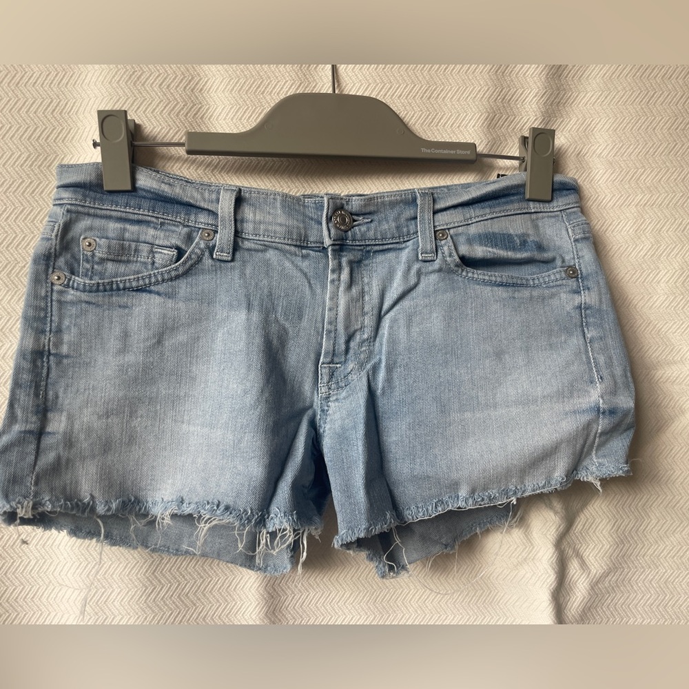7 for All Mankind Jean Shorts in Light Wash
